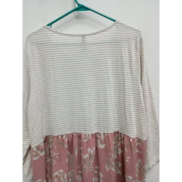 Honeyme Curvy Womens Babydoll Tunic Top Size 2X Multi Floral BOHO Cottagecore - Picture 6 of 6